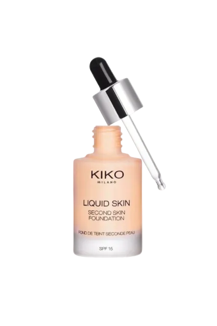 Kiko Milano Liquid Skin foundation bottle with dropper on a white background Kiko Milano Monza Outlet