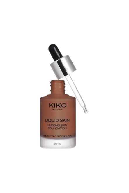 Kiko Milano Liquid Skin foundation bottle with dropper on a white background Kiko Milano Monza Outlet