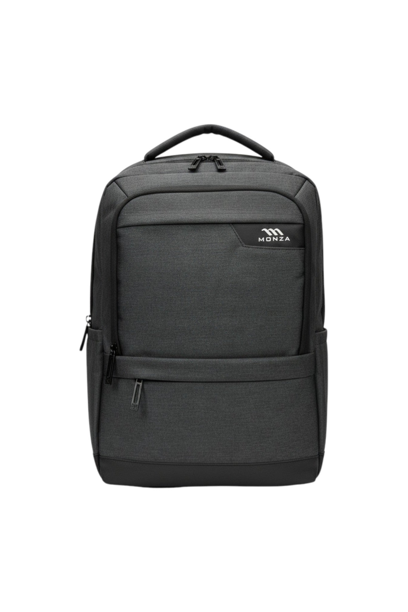 Black backpack with a brand logo on a white background. Monza Italy, Monza Outlet, Monza Fashion, Shein Outlet