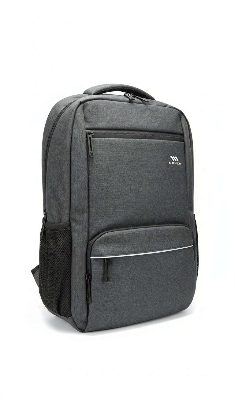 Gray backpack with a visible brand logo on a white background. Monza Italy, Monza Outlet, Monza Fashion, Shein Outlet