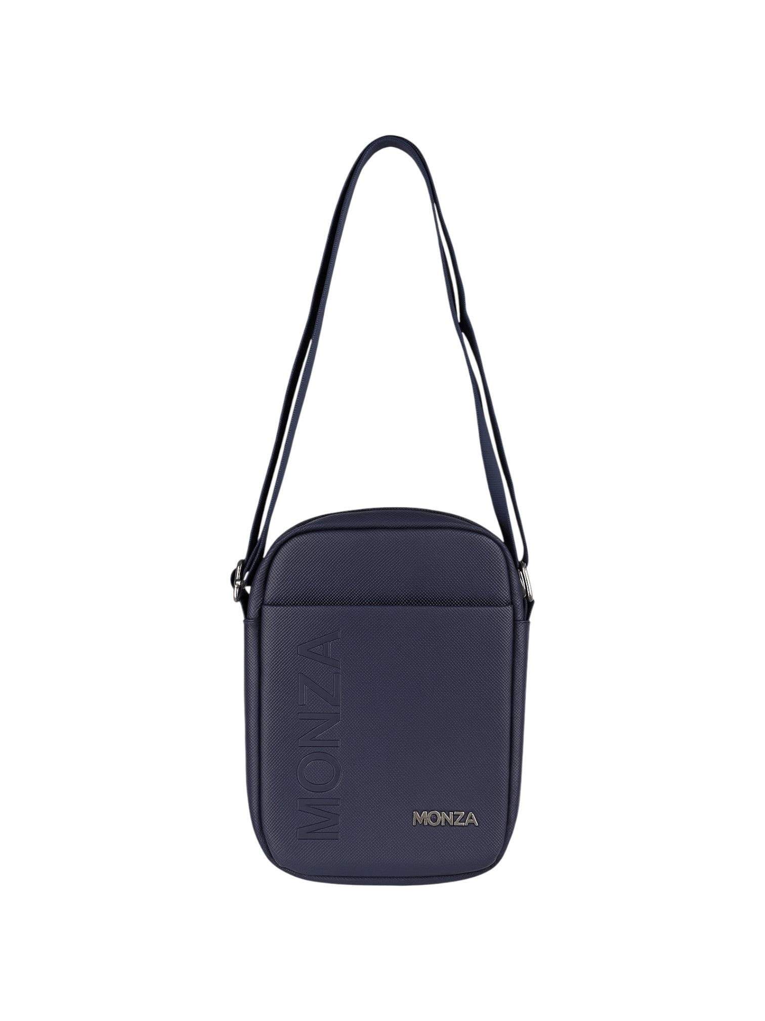 Navy blue crossbody bag with 'Monza' branding on a white background monza outlet, Shein outlet, monza fashion