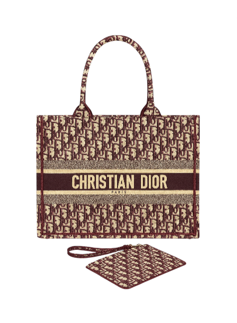 Christian Dior tote bag with monogram pattern on a white background. Dior Monza Outlet