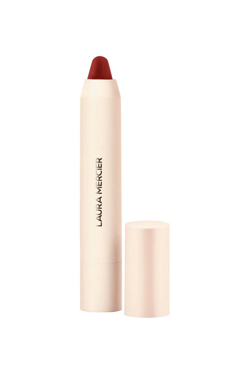 Lipstick with beige casing and red cap on a white background Monza fashion outlet, monza outlet, shein outlet, shien outlet cosmetics, makeup, perfume