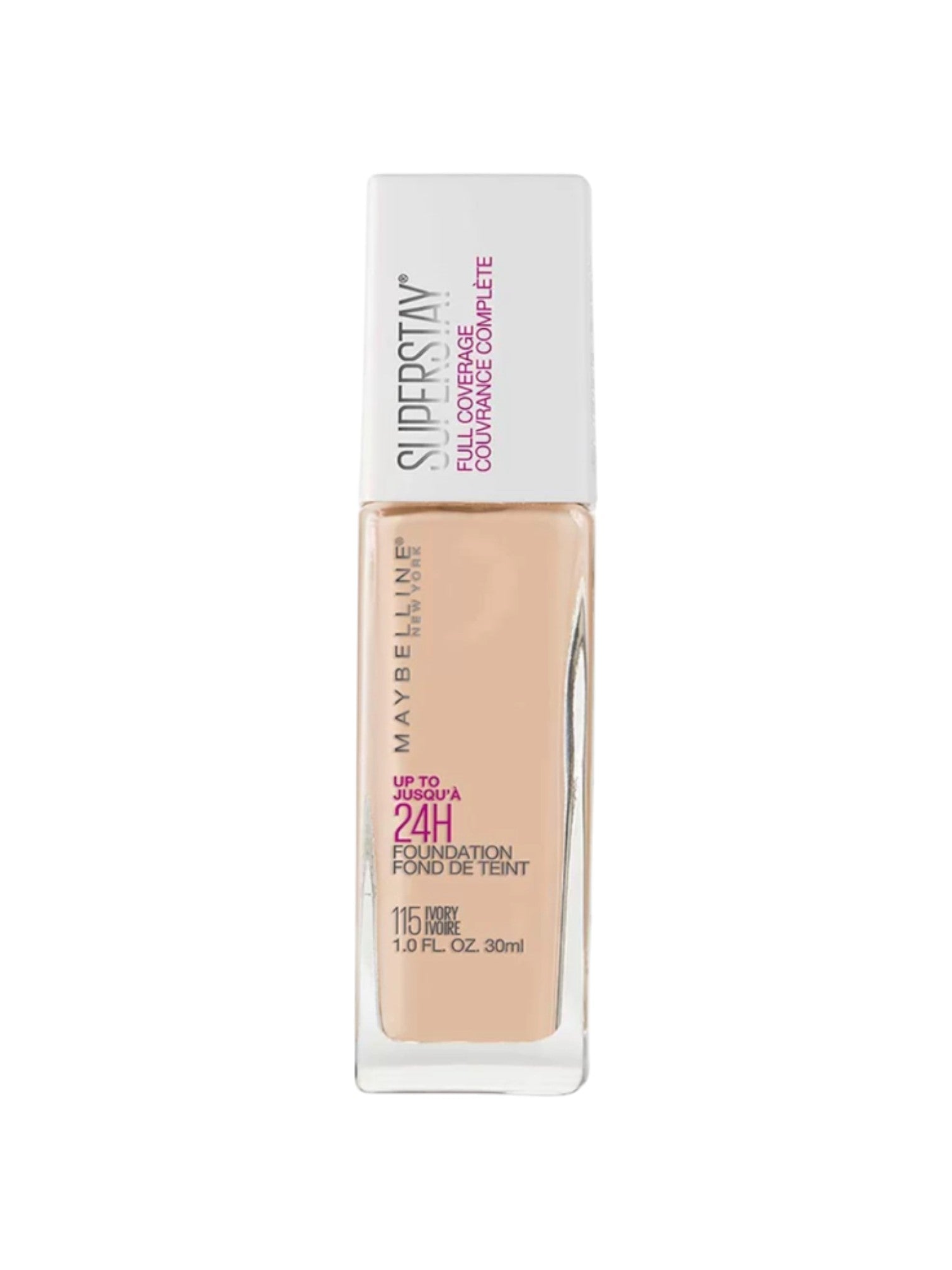 Maybelline SuperStay foundation bottle on a white background monza outlet, Shein outlet, monza fashion