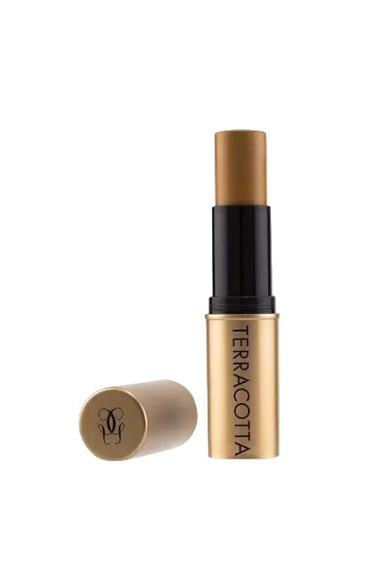 Terracotta makeup stick with black cap on a white background Guerlain Monza Outlet, Monza Fashion, Shein Outlet