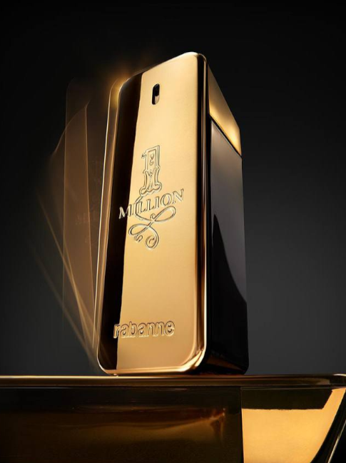 Gold perfume bottle with '1 Million' branding on a dark background monza outlet, Shein outlet, monza fashion