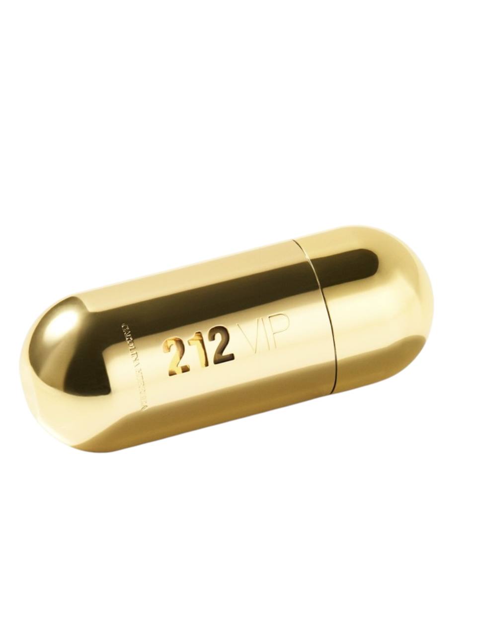 Gold capsule-shaped container with '212' branding on a white background