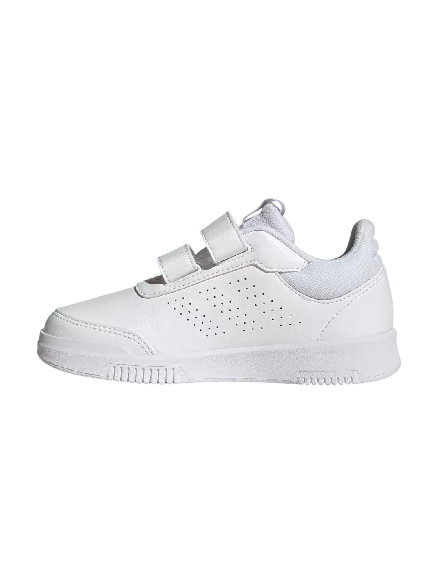 White sneaker with velcro straps on a white background. Adidas, Monza Outlet, Monza Fashion, Shein Outlet