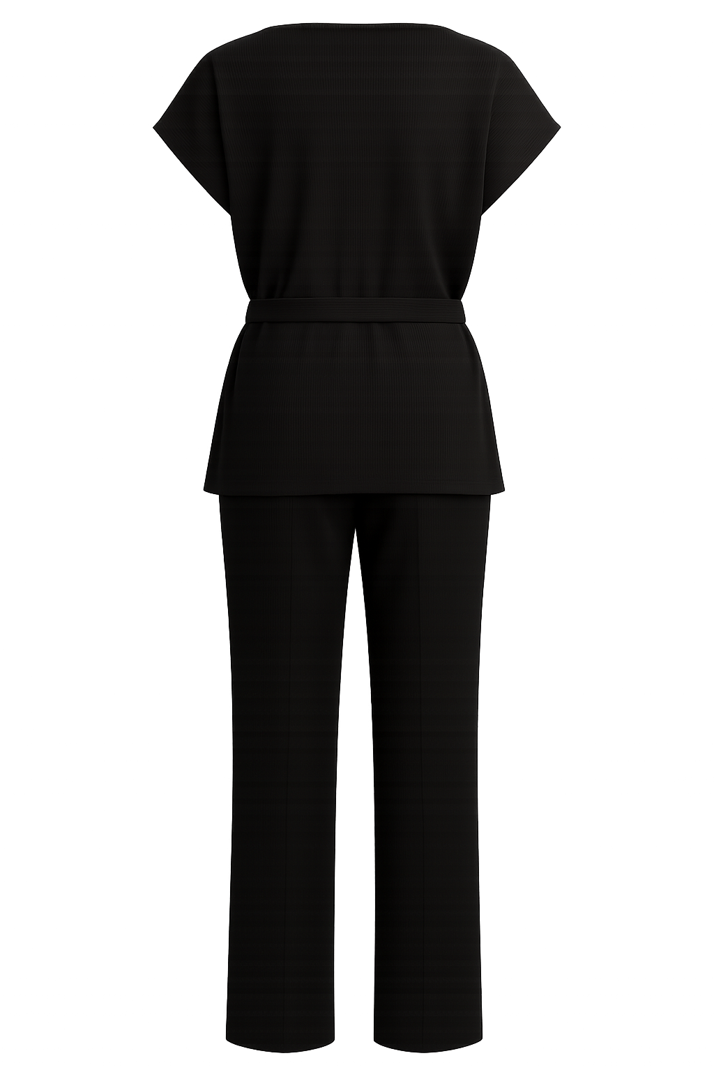 Black outfit with top and pants on a white background. Antler Monza Outlet