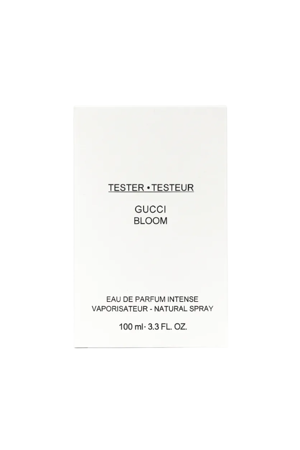 Gucci Bloom perfume tester packaging with branding and product details. Monza Outlet