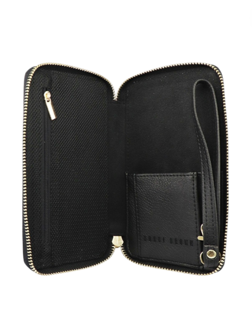 Black zippered pouch with gold zipper on a white background Bobbi Brown Monza Outlet, Monza Fashion, Shein Outlet