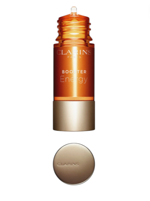 Clarins Booster Energy serum bottle on a white background monza outlet, Shein outlet, monza fashion
