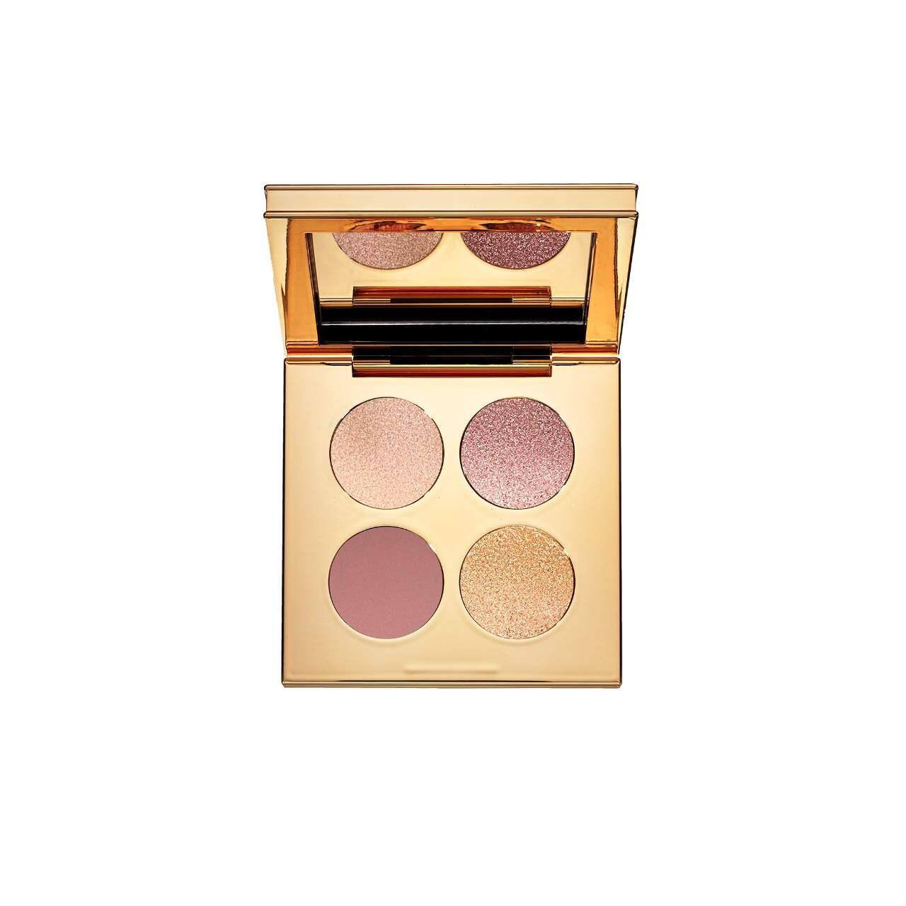 Makeup palette with four shades in a gold case on a white background. Monza Outlet