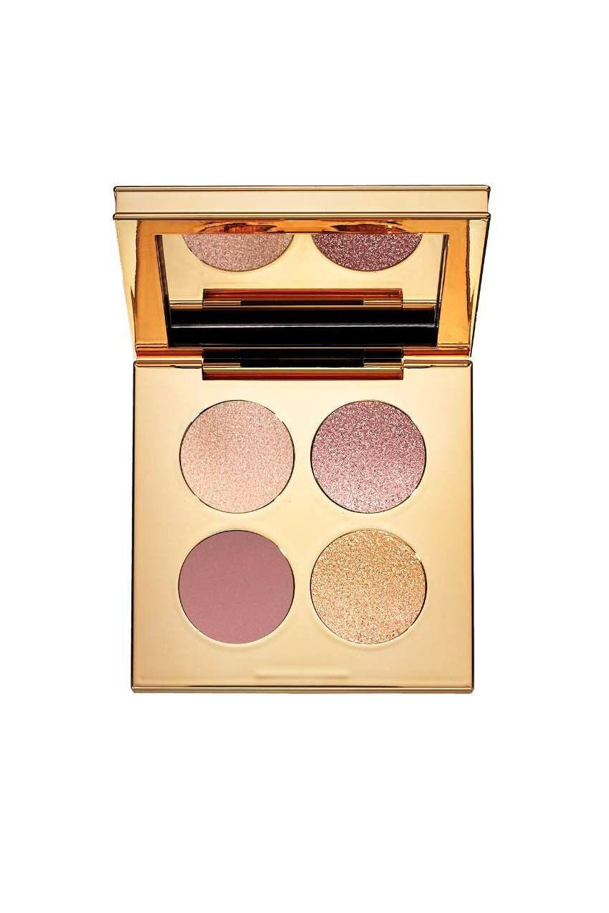 Makeup palette with four shades in a gold case on a white background. Monza Outlet