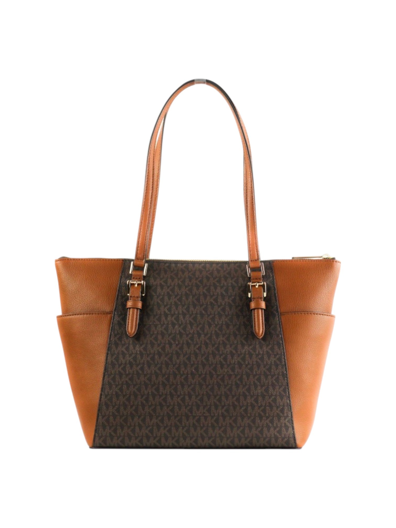Brown and black handbag with a patterned design on a white background Michael Kors Monza Outlet