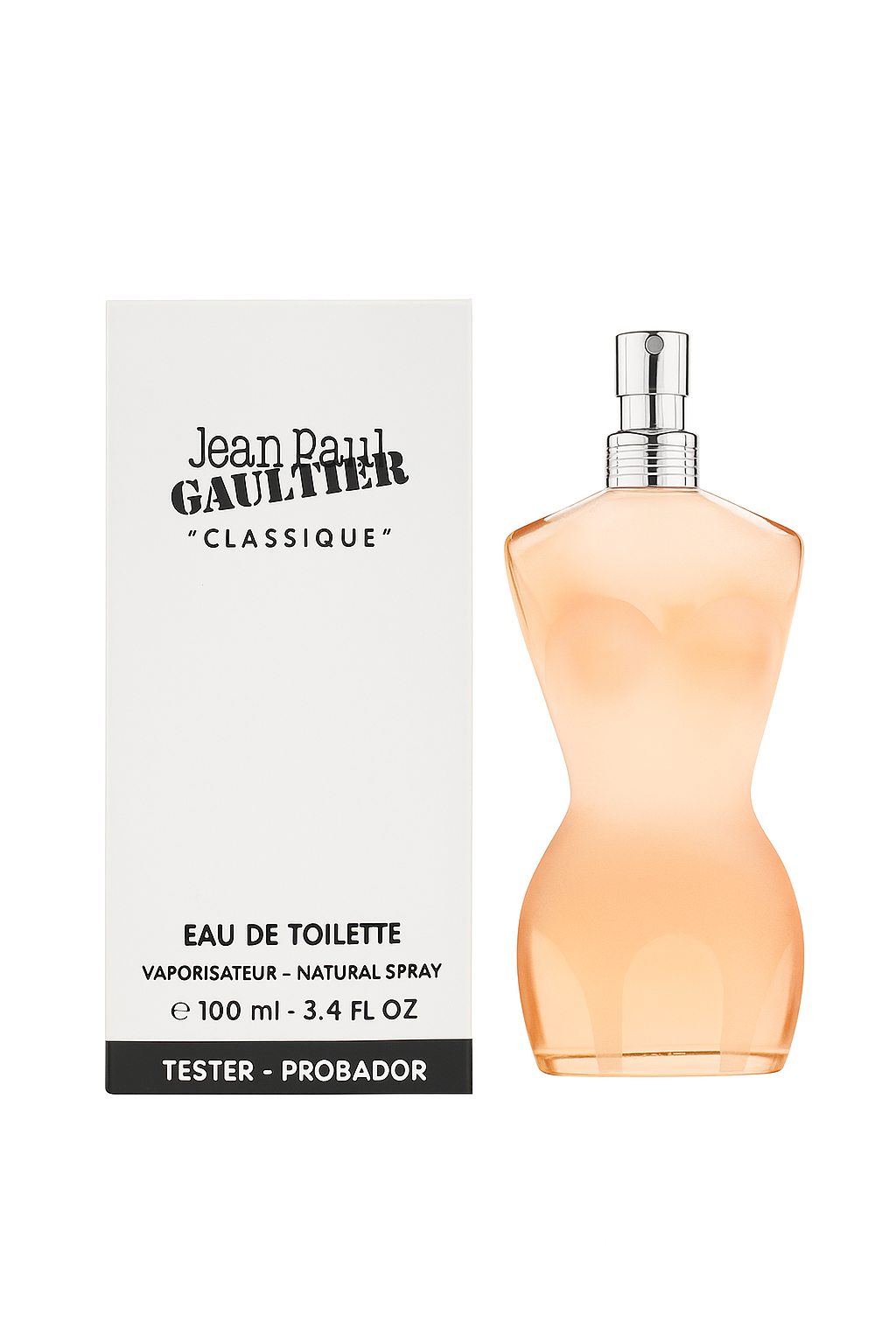 Jean Paul Gaultier Classique perfume bottle and packaging on a white background Monza Outlet