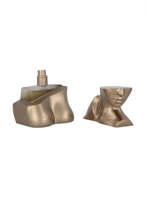 Two decorative bottles shaped like human heads on a white background monza outlet, Shein outlet, monza fashion
