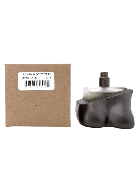 Black perfume bottle and packaging on a white background