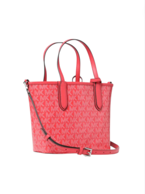 Red handbag with a visible brand logo on a white background monza outlet, Shein outlet, monza fashion