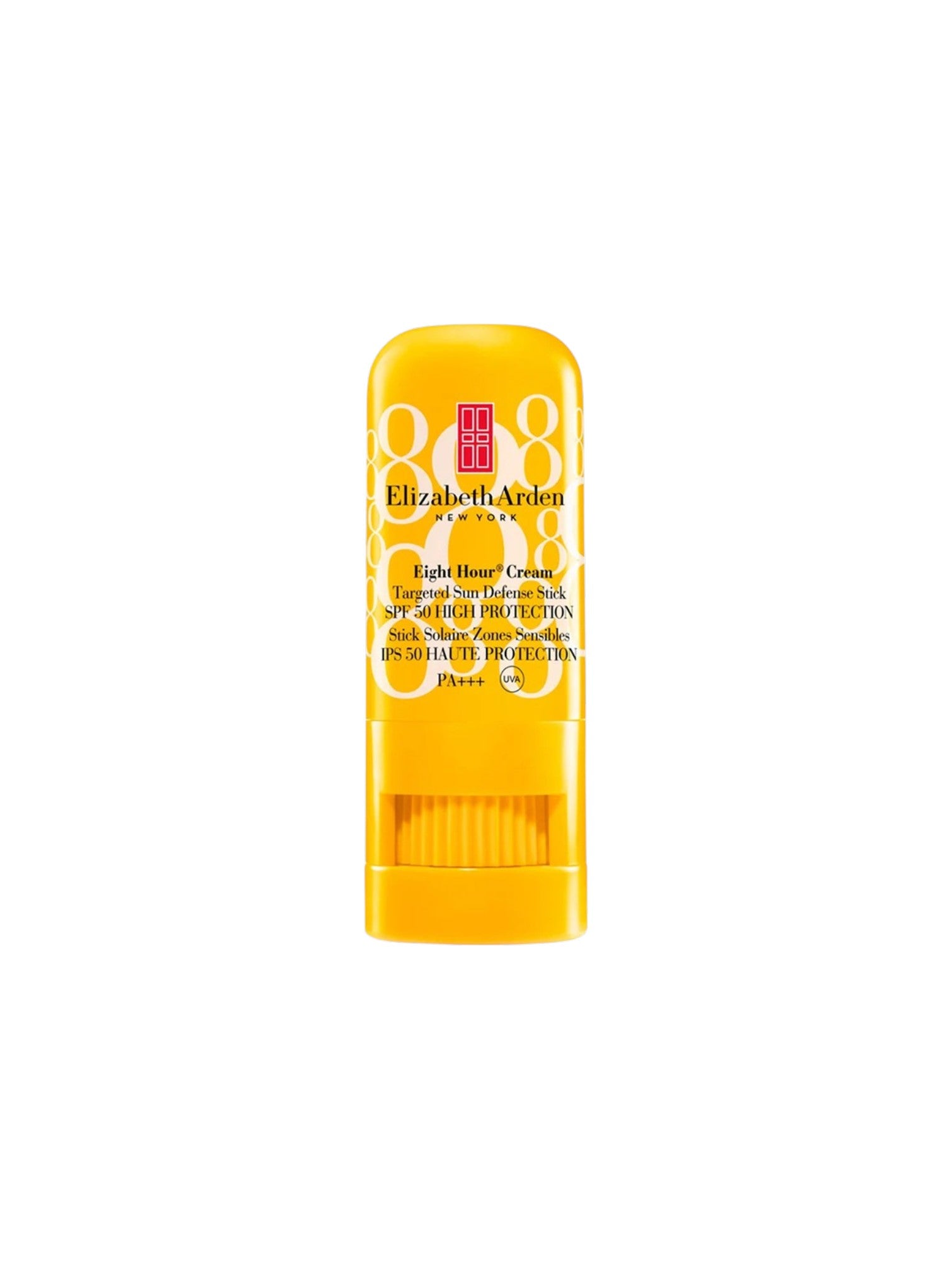 Elizabeth Arden Eight Flower Cream stick in a bright yellow plastic container with gold lettering and a red logo, centered on a plain white background. Elizabeth Arden, Monza Outlet, Monza Fashion, Shein Outlet