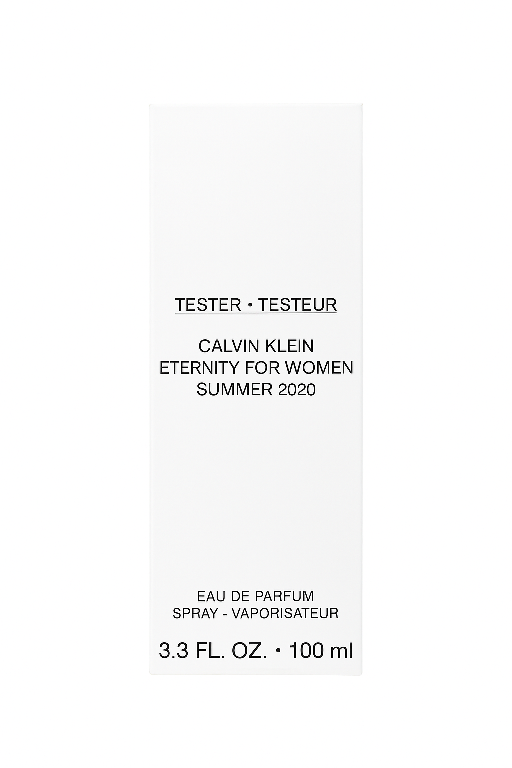 Calvin Klein Eternity for Women Summer 2020 perfume bottle label on a white background Calvin Klein Monza Outlet