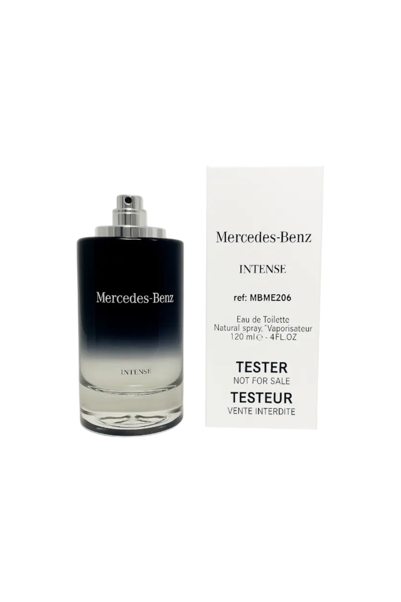 Mercedes-Benz Intense perfume bottle and packaging on a white background Monza Outlet