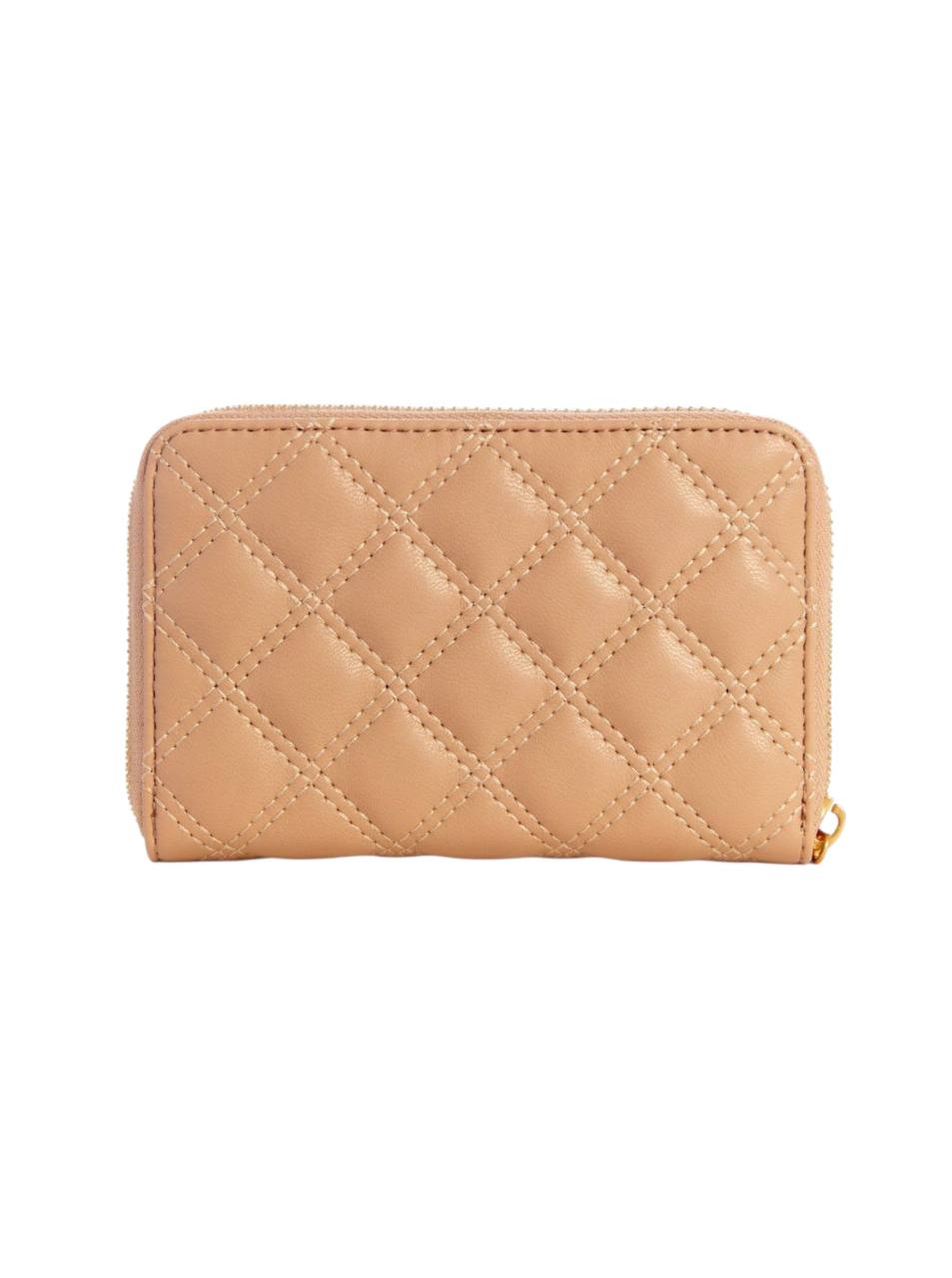 Quilted beige wallet with a gold zipper on a white background, Guess, Monza Outlet, Monza Fashion, Shein Outlet