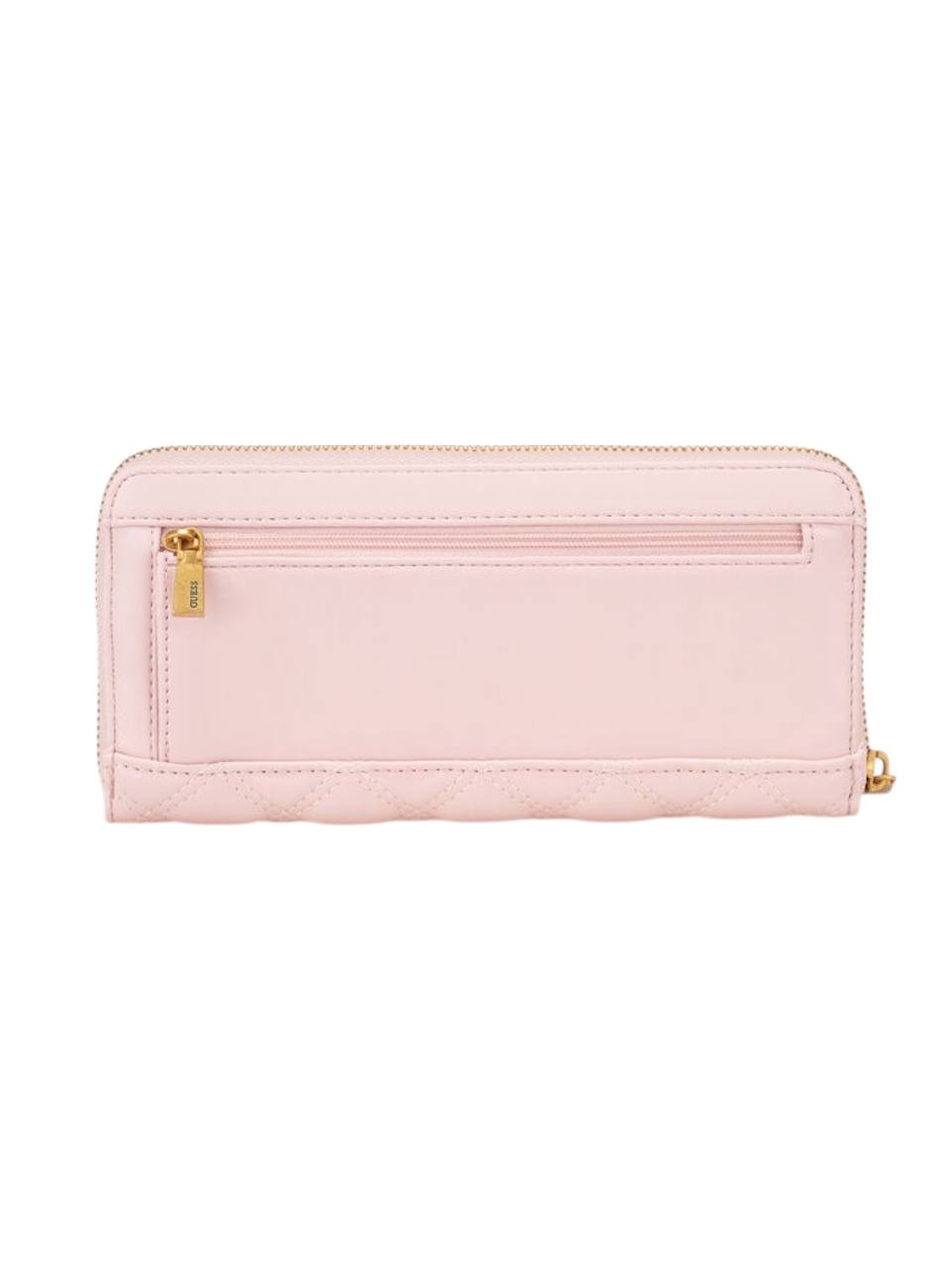Pink wallet with gold zipper on a white background, Guess, Monza Outlet, Monza Fashion, Shein Outlet