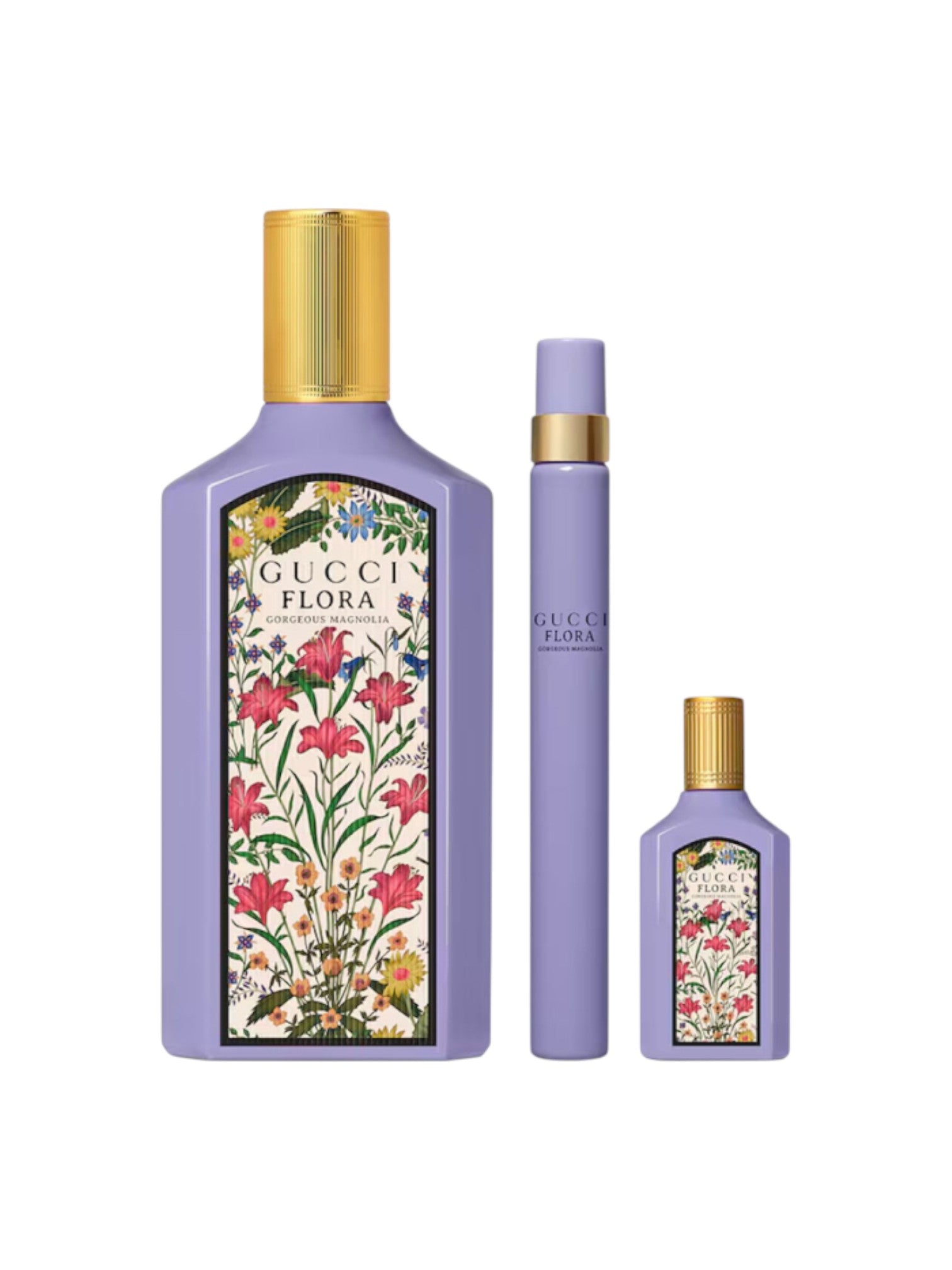 Gucci Flora perfume set with floral design on a white background monza outlet, Shein outlet, monza fashion