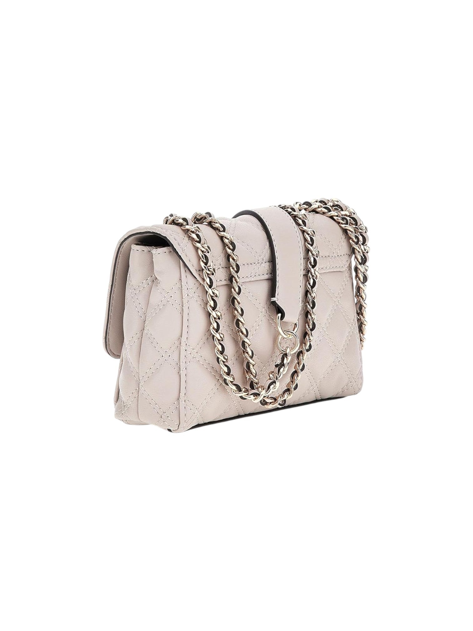 White handbag with a chain detail on a white background. Guess, Monza Outlet, Monza Fashion, Shein Outlet