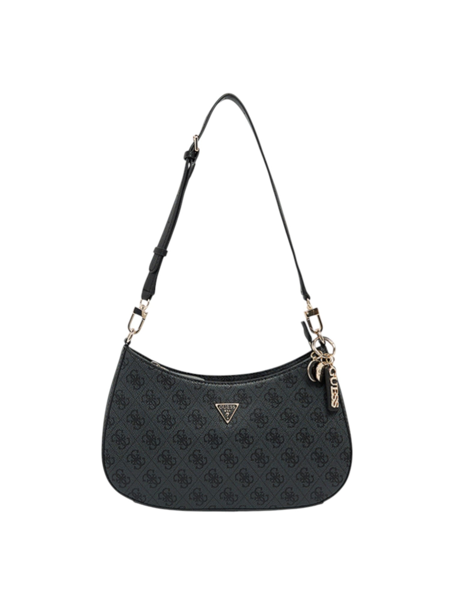 Black handbag with a pattern on a white background. Guess, Monza Outlet, Monza Fashion, Shein Outlet