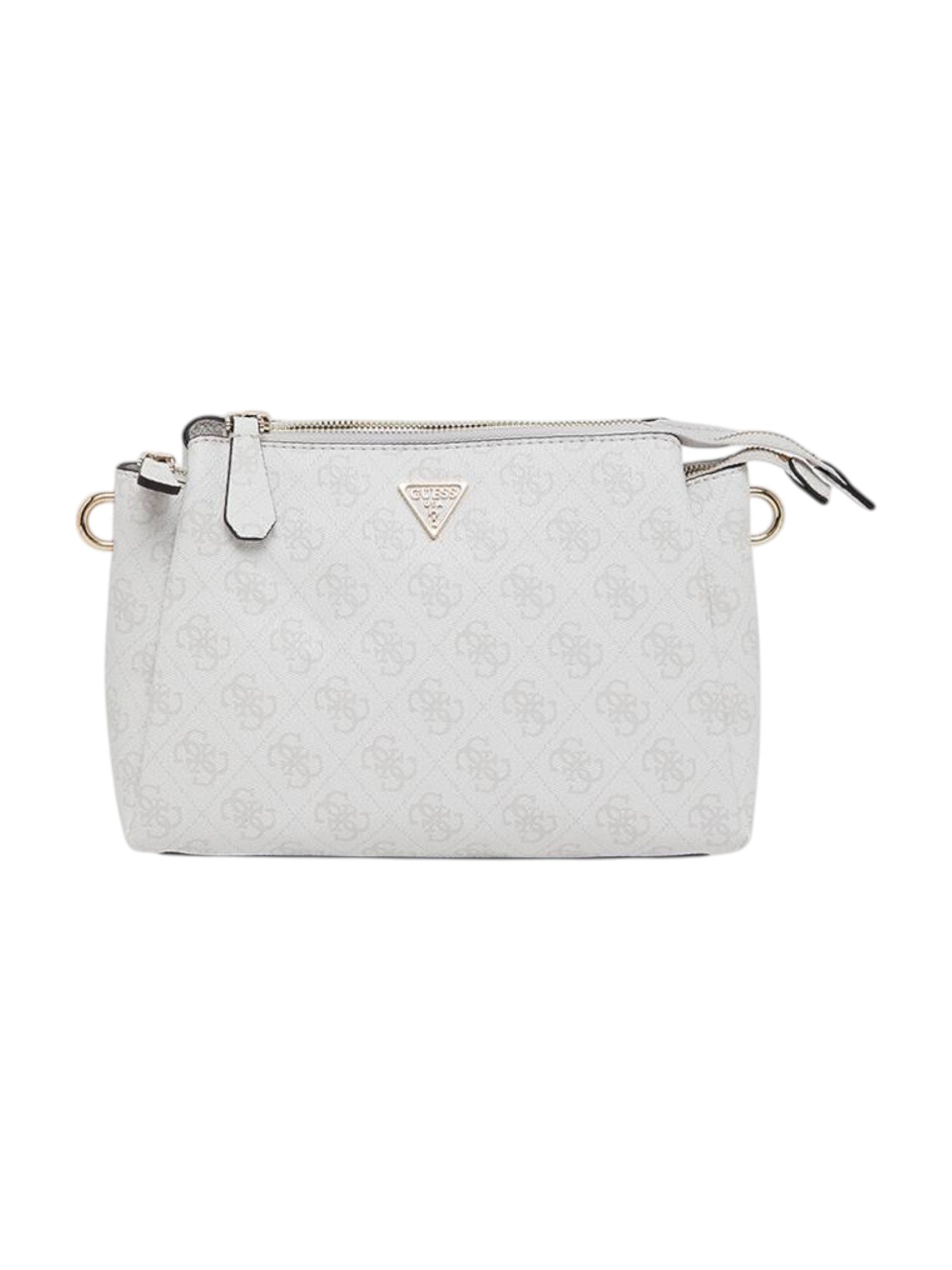 Light gray handbag with gold accents on a white background. Guess, Monza Outlet, Monza Fashion, Shein Outlet