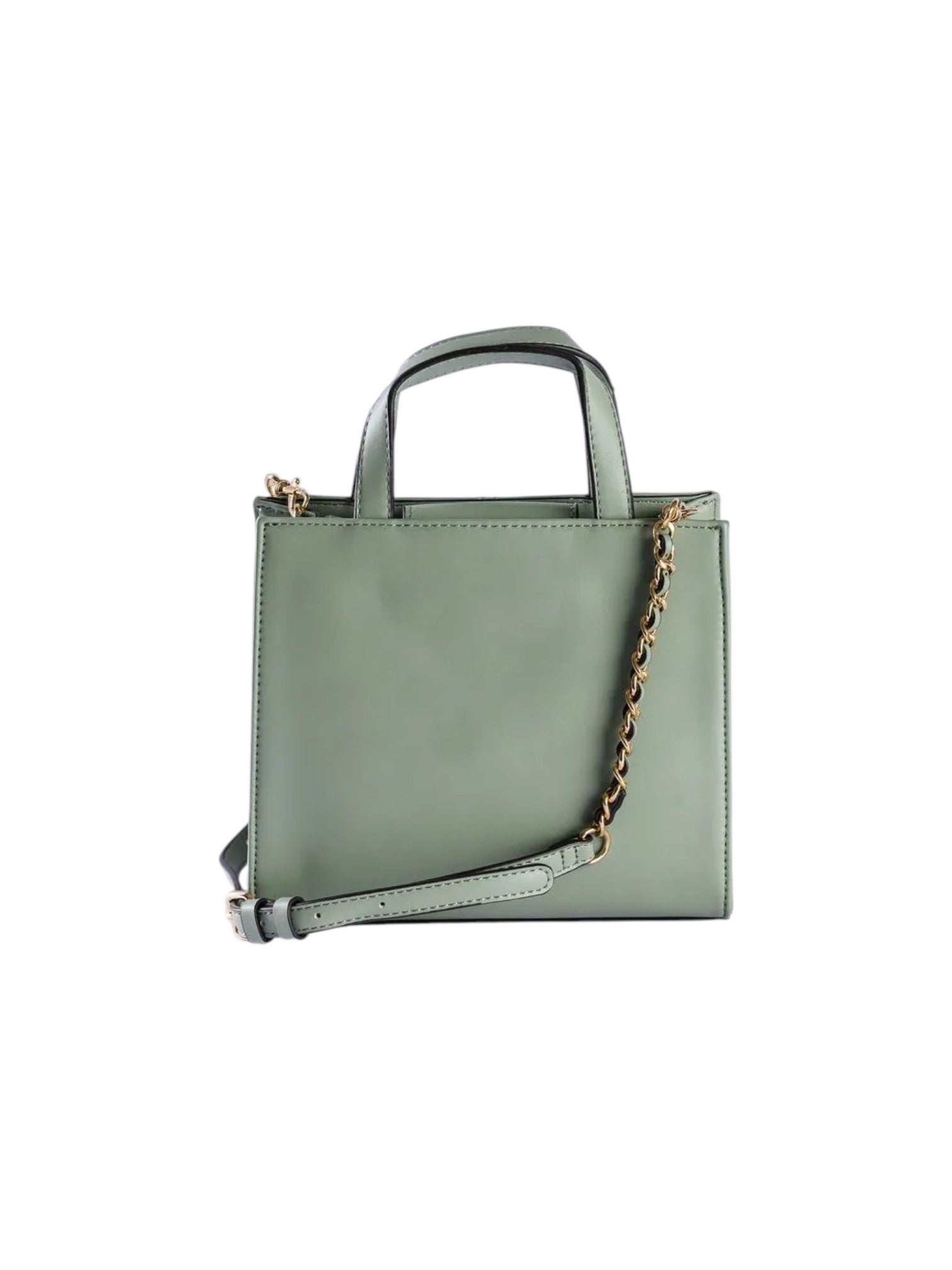 Green handbag with a chain detail on a white background. Guess, Monza Outlet, Monza Fashion, Shein Outlet