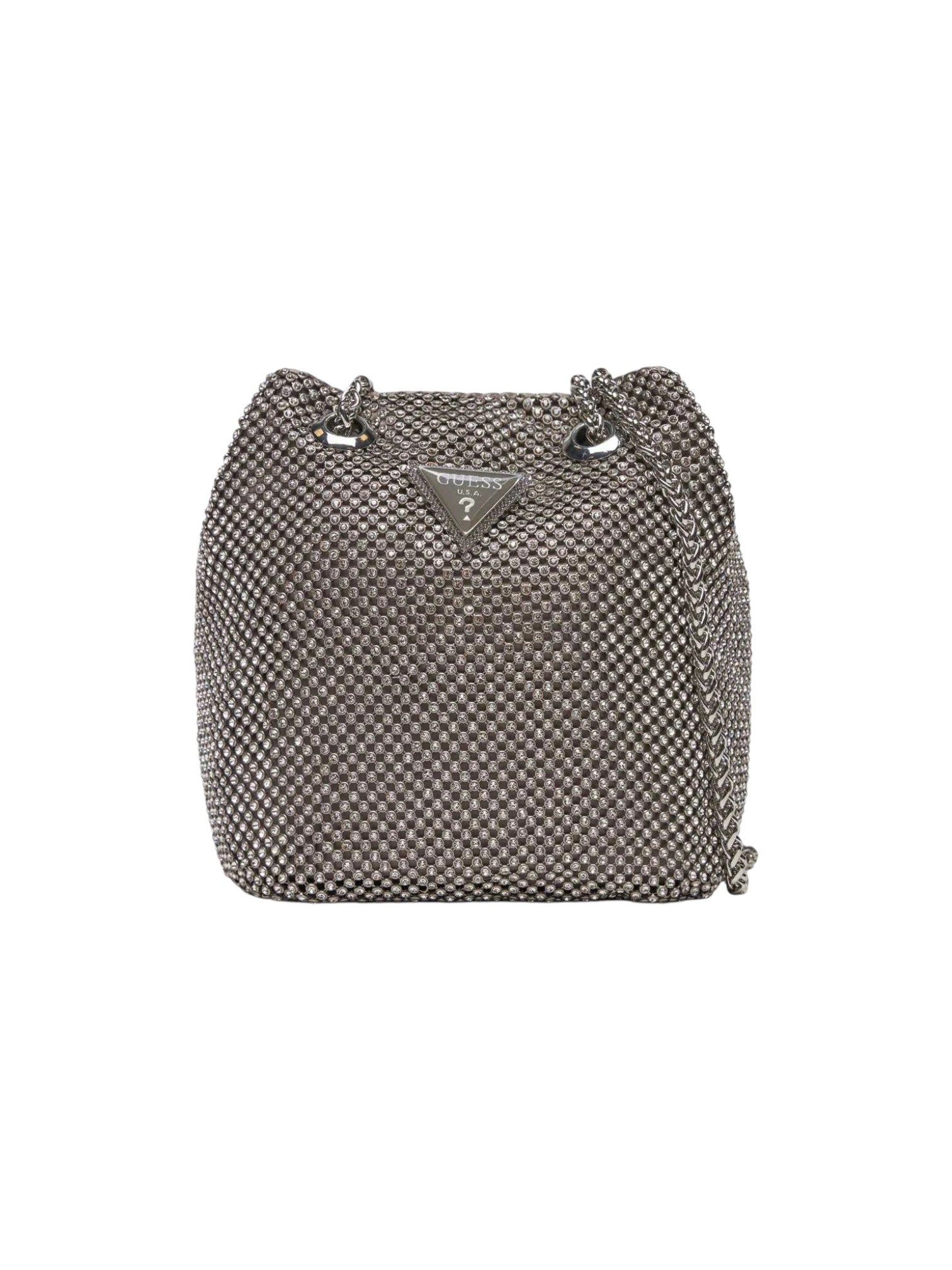 Textured handbag with a brand logo on a white background. Guess, Monza Outlet, Monza Fashion, Shein Outlet