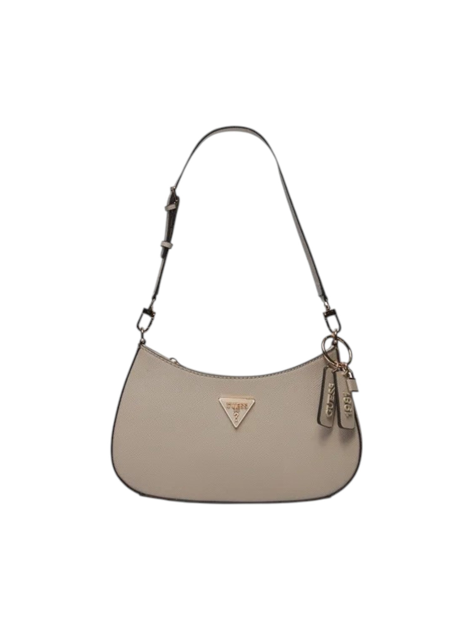 Beige handbag with a visible brand logo on a white background. Guess, Monza Outlet, Monza Fashion, Shein Outlet
