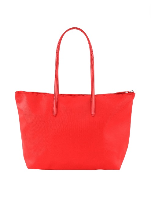 Red tote bag on a white background Lacoste Monza Outlet, Monza Fashion, Shein Outlet