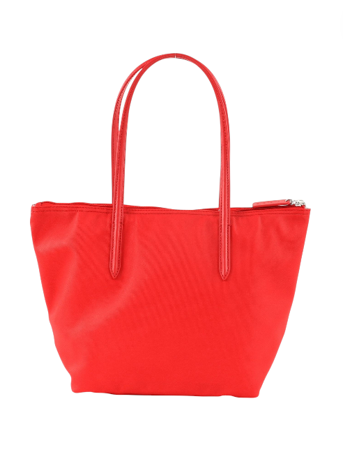 Red tote bag on a white background Lacoste Monza Outlet, Monza Fashion, Shein Outlet