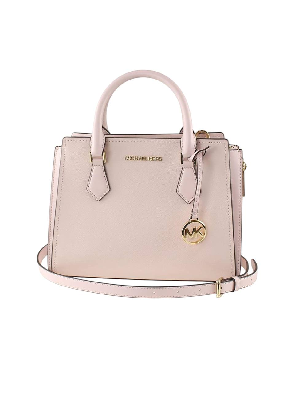 Pink handbag with gold logo on a white background Michael Kors Monza Outlet, Monza Fashion, Shein Outlet