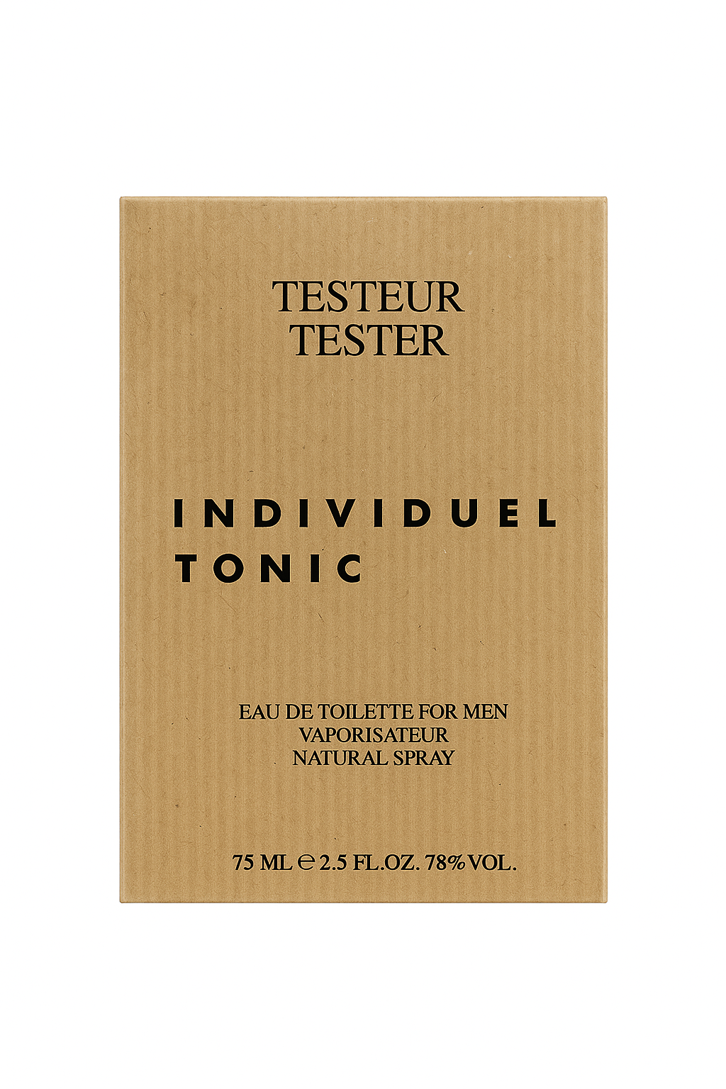 Tester box for Individuel Tonic eau de toilette for men on a white background
