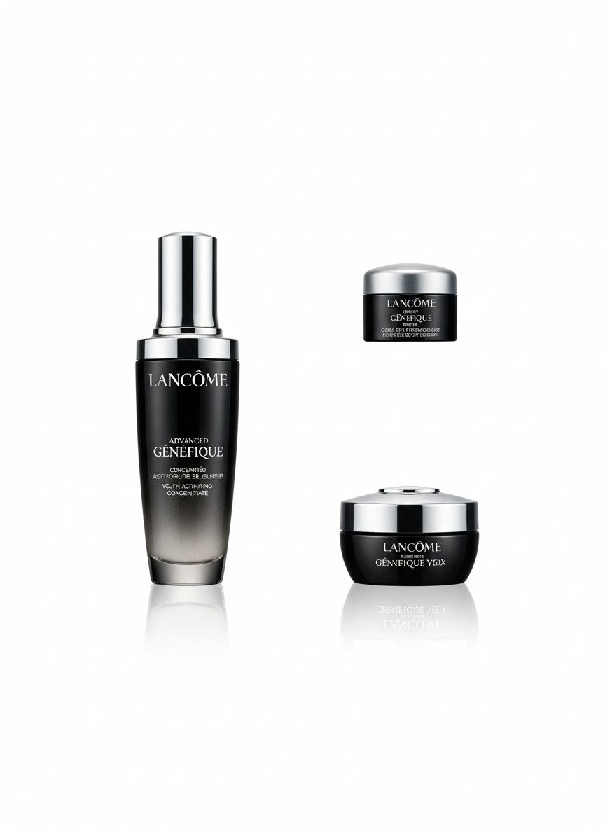 Lancème skincare products on a white background. Lancome, Monza Outlet, Monza Fashion, Shein Outlet