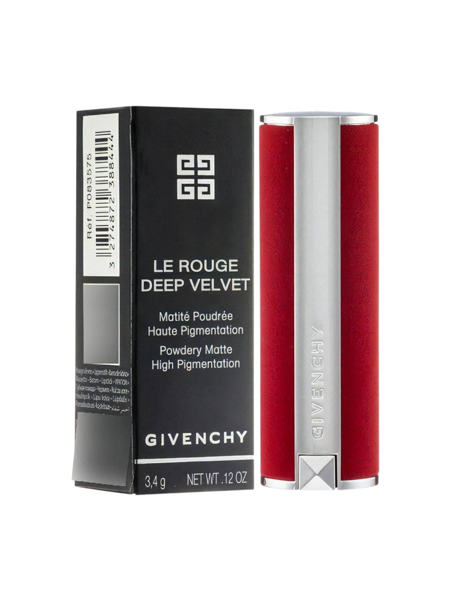 Givenchy Le Rouge Deep Velvet lipstick with packaging on a white background Monza Outlet
