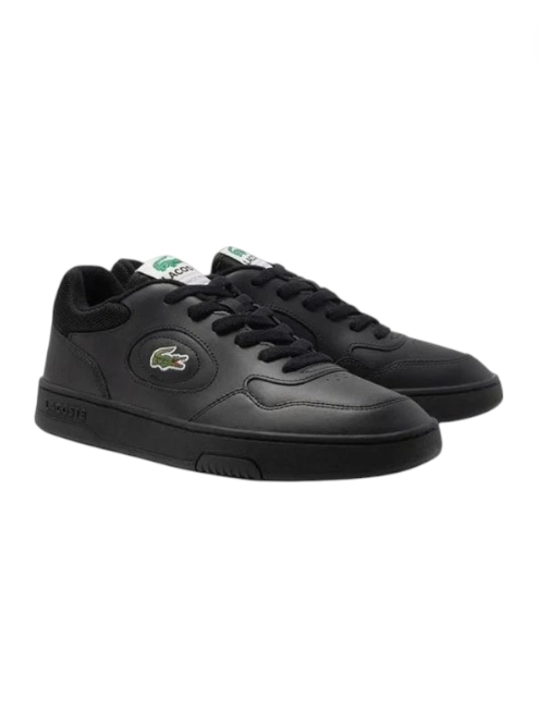 Black sneakers with a brand logo on a white background, Lacoste, Monza Outlet, Monza Fashion, Shein Outlet