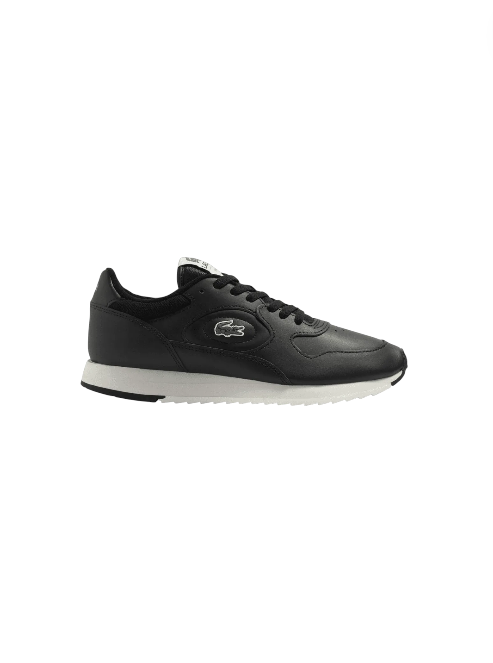 Black sneaker with white sole on a white background, Lacoste, Monza Outlet, Monza Fashion, Shein Outlet