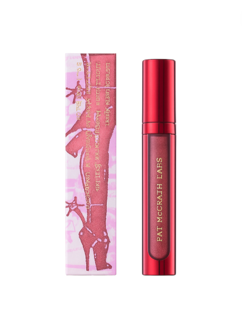 Lip gloss with packaging featuring a stylized image of legs and Pat McGrath Labs branding on a white background. Monza Outlet