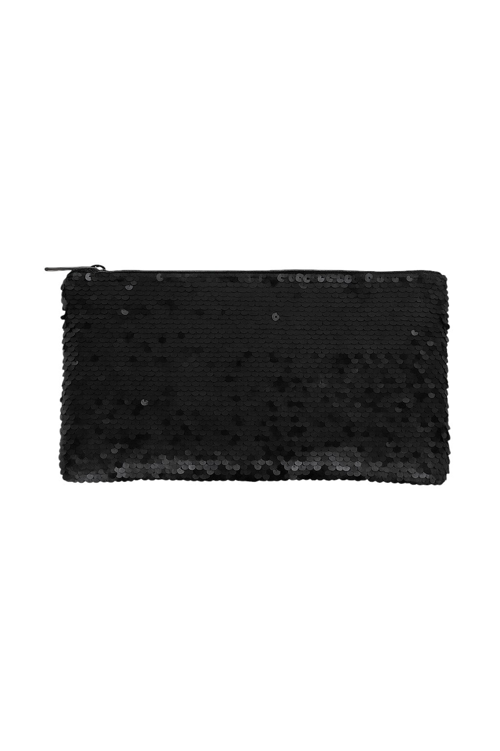 Black sequin clutch bag on a white background Make Up For Ever Monza Outlet