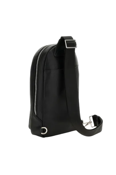 Black backpack with a strap on a white background. Guess, Monza Outlet, Monza Fashion, Shein Outlet
