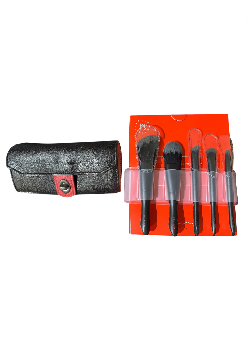 Set of makeup brushes in a clear plastic case with a black pouch on a white background Hatumi Monza Outlet, Monza Fashion, Shein Outlet