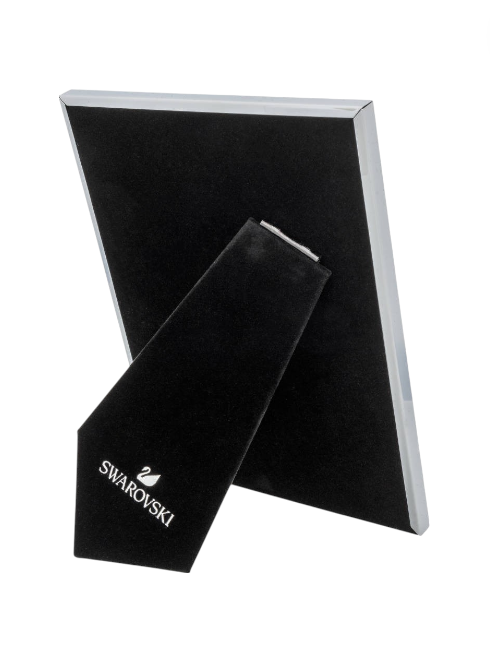 Black Swarovski box with a black cloth on a white background. Swarovski Monza Outlet