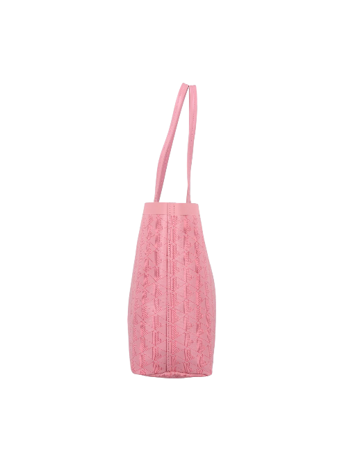 Pink textured tote bag on a white background Lacoste Monza Outlet, Monza Fashion, Shein Outlet