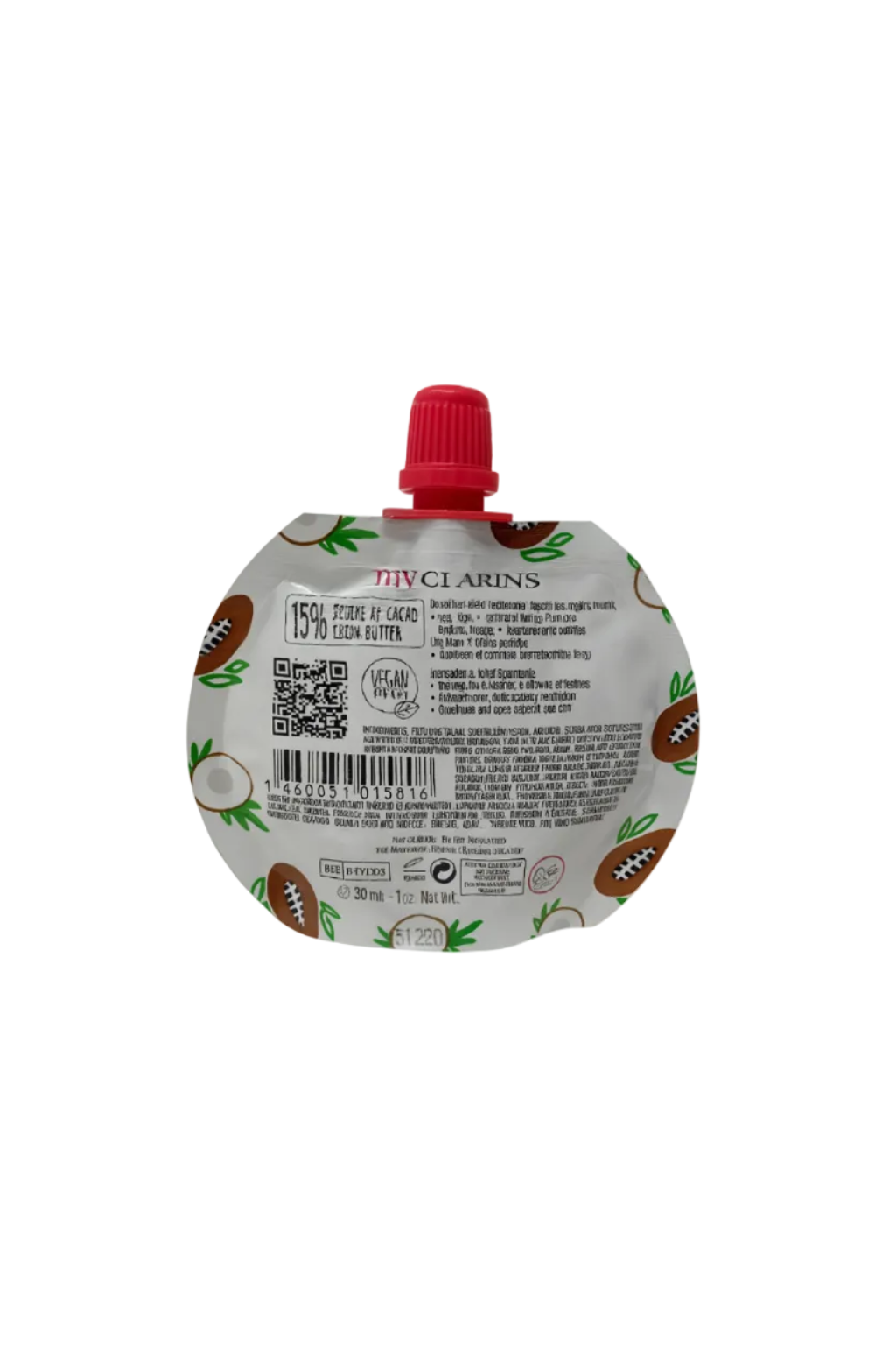 Clarins product packaging with a red cap on a white background monza outlet, Shein outlet, monza fashion